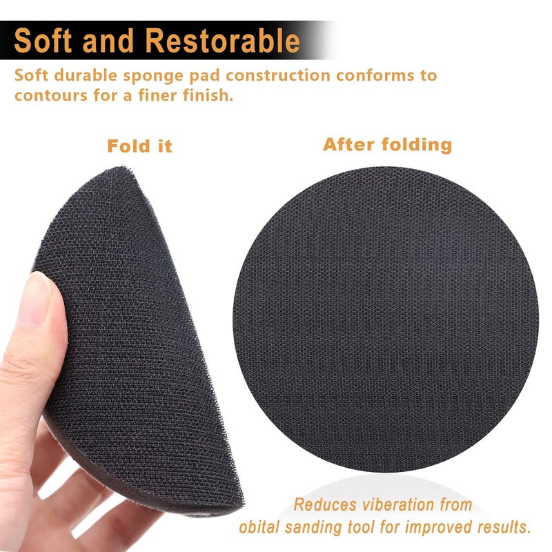 SIJDIEE 3 Pack Interface Pads, 5 Inch Hook and Loop Soft Density Sponge Cushion Buffer Backing Pad, Foam Sanding Interface Pads for Orbital Sander Automotive Woodworking Polishing - Image 2